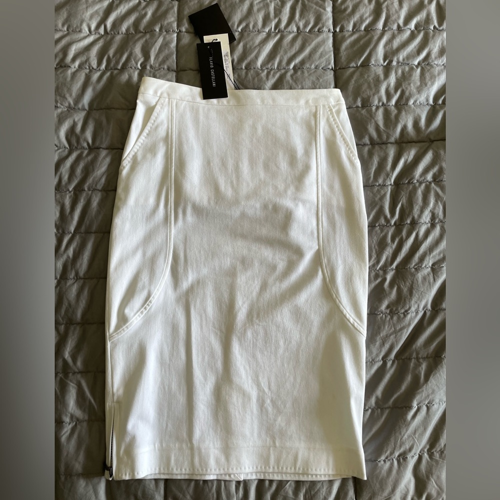 Italian designer Flavio Castellani white fitted skirt